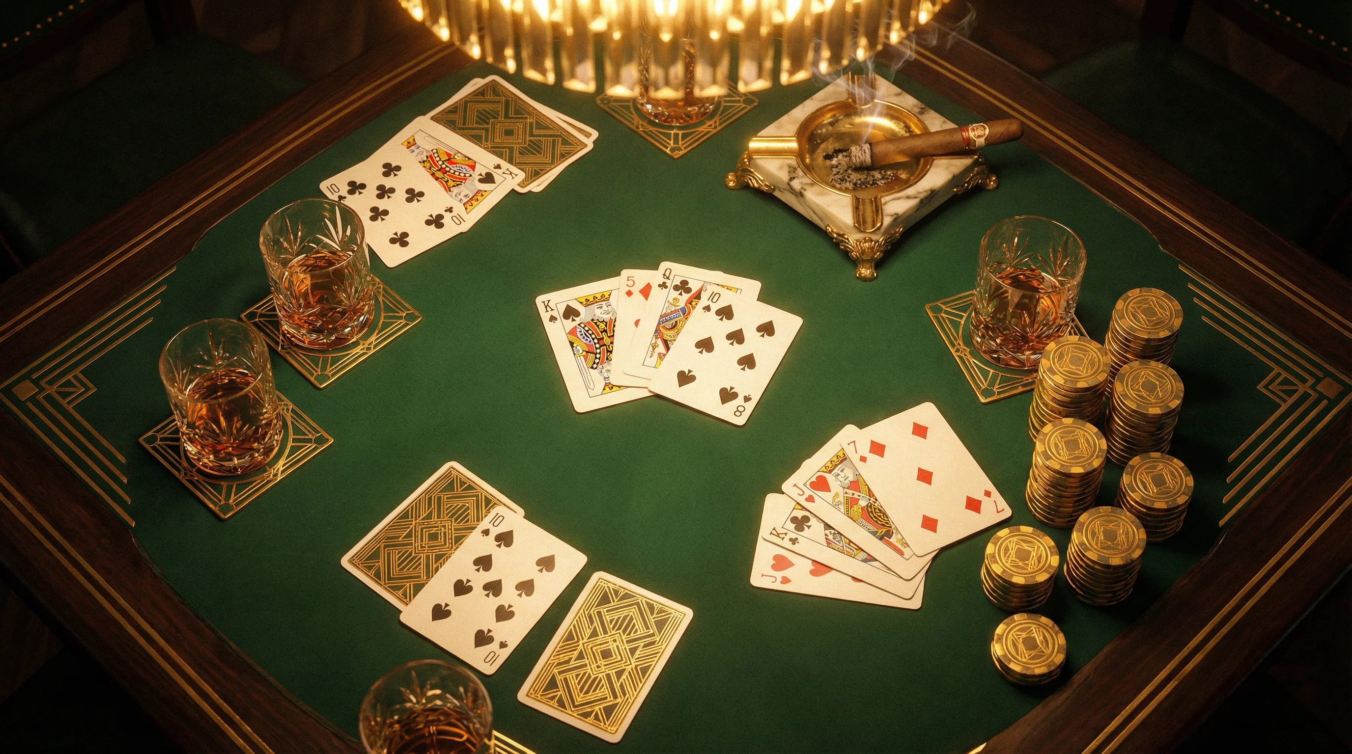 1920年代Art Deco风格炸金花牌桌 - 体验 财神棋牌 的经典魅力